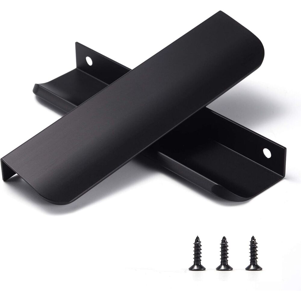 10 Pack Black Finger Pull for cabinets Modern 4.72" Overall Length